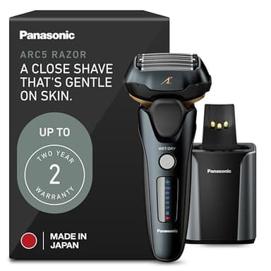 Panasonic Electric Razor for Men, Electric Shaver for Men, ARC5 with Premium Automatic Cleaning and Charging Station, Wet Dry Shaver, Cordless Razor, with Pop-Up Trimmer ES-LV97-K, Black - Image 1