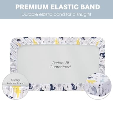 Plushii Crib Sheets for Baby Boys 4 Pack, 28"x 52" Extra Soft Microfiber Crib Sheet Set for Standard Crib & Toddler Mattress Pad, Dinosaur & Elephant & Stars & Navy Blue - Image 4