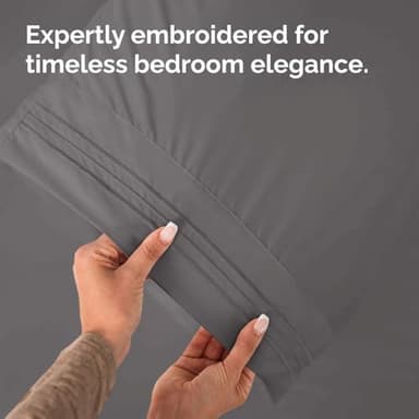 King Pillow Cases Set of 2 - Ultra Soft Hotel Quality Pillowcase Covers - Comfy, Cozy & Wrinkle Free - Shrinkage, Stain & Fade Resistant - Machine Washable Pillow Protectors - 2 Piece Set - Dark Grey - Image 6