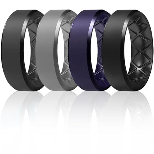 Egnaro Silicone Ring For Men 9mm Wide 2.5mm Thick, Rubber Wedding Bands Ergonomic Breathable Design, Flexible Engagement Rings - Image 1