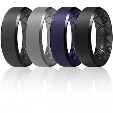 Egnaro Silicone Ring For Men 9mm Wide 2.5mm Thick, Rubber Wedding Bands Ergonomic Breathable Design, Flexible Engagement Rings - Image 1