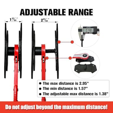 Brake Caliper Compression Tool,Caliper Piston Compressor Tool with Extra 2PCS Large Plates 1.57"-2.95" for Disc Brake Pad Spreader,Automotive Tools with 4 Break Caliper Hangers,Car Brake Repair,Red - Image 3