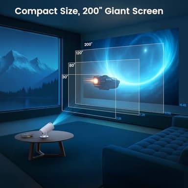 Mini Portable Projector with WiFi and Bluetooth,Support Movie Projector 1080P HD,Auto Keystone Correction,180° Rotatable,Compatible with TV Stick, HDMI, USB, Smartphone, Laptop (White 1) - Image 2