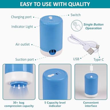 Cozy Essential 26 Pack Vacuum Storage Bags with Portable Electric Pump, Vacuum Seal Space Saver Bags for Clothing, Pillows, Blanket, Bedding, Comforters - Image 5