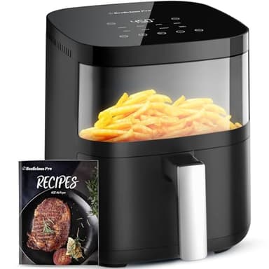 Air Fryer, Beelicious 8-in-1 Smart Compact 4QT Air Fryers, with Viewing Window, 450°F Digital Airfryer with Flavor-Lock Tech, Dishwasher-Safe & Nonstick, Fit for 1-3 People, Black - Image 1