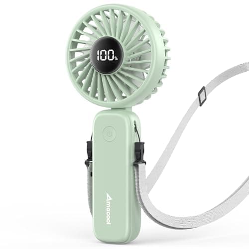 AMACOOL Handheld Fan Foldable, 5000mAh Rechargeable Hand Fans with Powerful Cooling, 4 Speeds, LED Display, Portable Fan for Travel,Concerts,Makeup,Lash,Outdoor Events,Gifts Women - Image 1