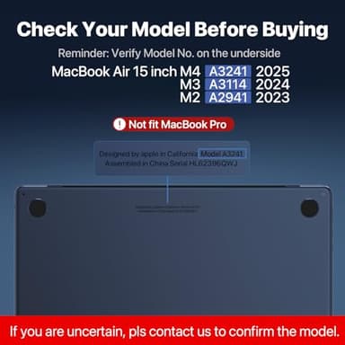 Soonjet Compatible for MacBook Air 15 inch Case M4 2025 2024 2023 M3 M2 [100% Match Official Color] [Ultra Thin Armor] Protective Hard Shell Matte Cover for Laptop A3241 A3114 A2941 - Midnight Clear - Image 3