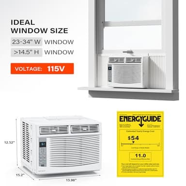 ROVSUN Smart 6000 BTU Window Air Conditioner with WiFi, Energy Saving Window AC Unit with Remote & App Control & Timer Function & Easy Install Kit, for Rooms up to 250 Square Feet, 115V/60Hz, White - Image 6