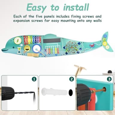 Baotree Activity Wall Busy Board Panels, Montessori Sensory Toys, Wall Activity Center, Educational Toy, Interactive Wooden Learning Toy for Toddler Playroom & Children's Daycare - Image 4