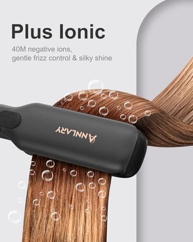 ANNLARY Hair Straightener, 1.75 Inch Flat Iron with Infrared and Ionic Technology, Titanium Plate with Ceramic Coating Dual Voltage Straightener with Heat-Resistant Silicone for All Hair Types - Image 3