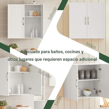 Haotian Wall Cabinet Laundry Room, Medicine Cabinet for Bathroom Kitchen Garage, Wall Storage Cabinet with Adjustable Shelf, White FRG231-W - Image 8