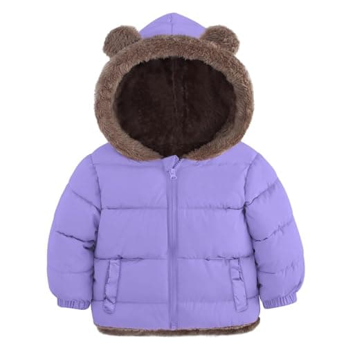Enlifety Toddler Girls Coats 12 24 Months Purple Puffy Jackets 1T 2T Warm Children's Winter Clothing for Outdoor - Image 1
