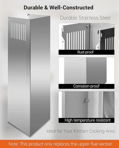 31.5" x 8" x 6.7" Range Hood Chimney Extension Fit for SNDOAS GD24 GD17, 31.5" Stainless Steel Range Hood Extension Duct Cover (Upper Piece) - Image 6