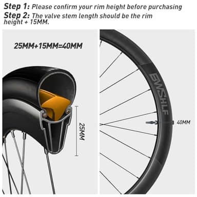 BWSHLF Tubeless Presta Valve Stem 40/44/55/60/65/80/100 mm, Super Light Alloy Presta Valve Stem Kit with Valve Core Remover Tool and Valve Stem Caps - Multiple Color and Size Options(Pair) - Image 6