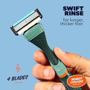 Dollar Shave Club | The Member Exclusive Shave Set | 4 Swift Rinse Refill Cartridges, 1 Handle (Green), 1 Shave Butter 3 ounce, 1 Razor Cover, Razors for Men - Image 5
