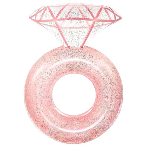 HeySplash Pool Floats, Inflatable Diamond Ring Pool Float, Large Engagement Ring Floatie for Bachelorette Party, Swim Tube River Lake Wedding Bride Stagette Decor Fun Toy Raft Adults, Rose Gold - Image 1