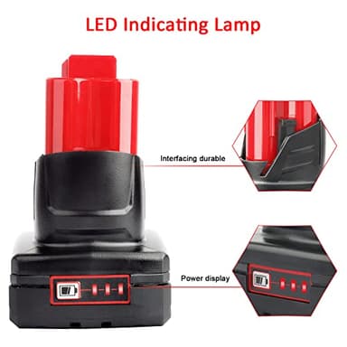 waitley 2 Pack 12V 6A Replacement Battery Compatible with Milwaukee 6.0Ah Power Tools - Image 2