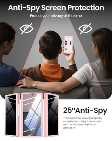 Spugan for Galaxy Z Fold 7 Case with Privacy Screen Protector, [Compatible with MagSafe] [Hinge Protection] Military Drop Protection, Shockproof Translucent Phone Case for Samung Z Fold 7 (Pink) - Image 3