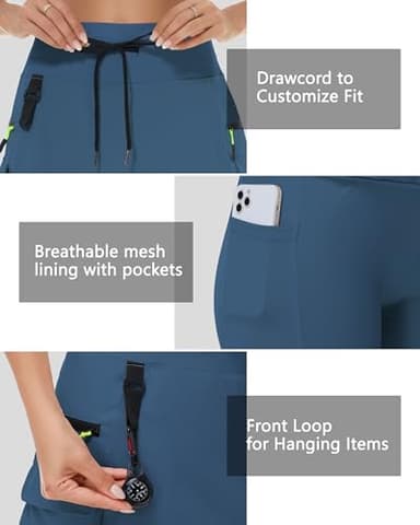 MIVEI 20" Women's Hiking Cargo Skorts Skirts with Zipper Pockets Knee Length Golf Tummy Control Quick Dry Long Skort Navy Blue - Image 4