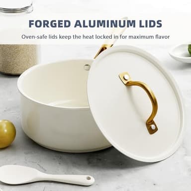 Pots and Pans Set Non Stick - VONIKI Ceramic Cookware Set with Cooking Utensils Set, Non Toxic Kitchen Cookware Sets Dutch Oven Pot with Lid Saucepan Set Sauté Pan Frying Pan Set for Cooking Gifts - Image 7