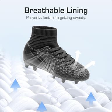 DREAM PAIRS Boys Girls Soccer Cleats Youth Firm Groud Outdoor Sport Athletic High Top Football Shoes for Little/Big Kid,Size 13 Little Kid,All/Black,HZ19002K - Image 5