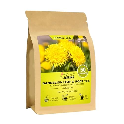 FullChea - Dandelion Leaf & Root Tea bags, 50 Teabags - Natural Dandelion Herbal Tea for Liver & Kidney Health - Non-GMO - Caffeine-free - Support Digestion & Boost Immune System - Image 1