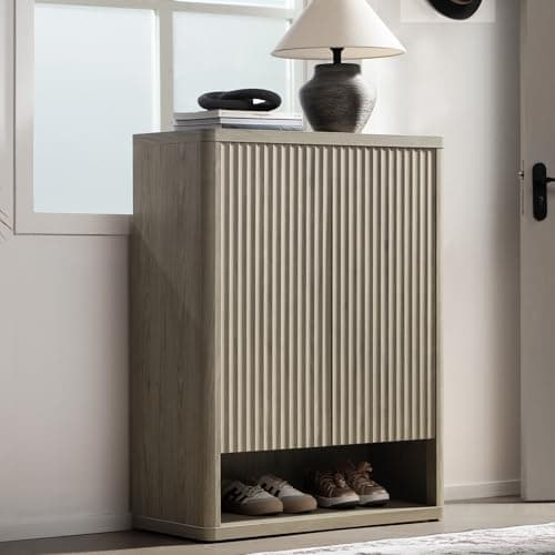 SICOTAS Shoe Cabinet 44" Tall Large Storage Organizer Modern Shoe Rack with Doors & 4 Shelves Mid Century Free Standing 6-Tier Cabinet for Entryway Hallway Living Room Closet (1PCS) - Image 1