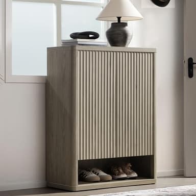 SICOTAS Shoe Cabinet 44" Tall Large Storage Organizer Modern Shoe Rack with Doors & 4 Shelves Mid Century Free Standing 6-Tier Cabinet for Entryway Hallway Living Room Closet (1PCS) - Image 1