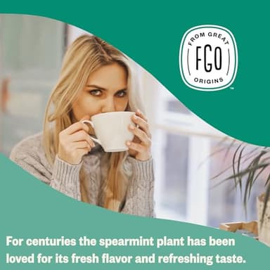 FGO Organic Spearmint Leaf Tea, 100 Count, Eco-Conscious Tea Bags, Caffeine Free, Resealable Bag, Packaging May Vary (Pack of 1) - Image 6
