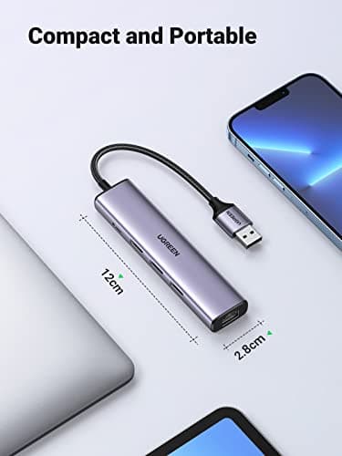 UGREEN USB to Ethernet Adapter, 5 in 1 USB Hub with Ethernet, Plug and Play, Multiport Network Adapter with 3 USB 3.0 Port, Gigabit RJ45, USB-C Power Port Compatible for Laptop MacBook XPS Windows 11 - Image 9