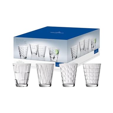 Villeroy & Boch Dressed Up Assorted Design Tumblers (Set of 4), 10.5 oz Capacity, Clear - Image 1