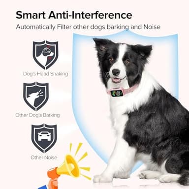 DINJOO Dog Bark Collar for Large Medium Small Dogs,Smart Bark Collar,Rechargeable Anti Barking Training Collar with 8 Adjustable Sensitivity,Bark Collar with Beep (Pink) - Image 5