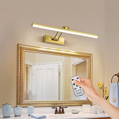 FUNCHDAY Wireless Picture Light,5000mAh Battery Operated Picture Light with Remote, Art Light with Timer,16“ Full Metal Picture Frame Light for Paintings, Gallery,Wall (Brass) - Image 2