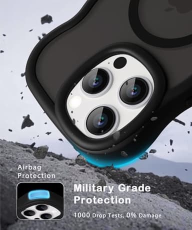 Amzfield Magnetic for iPhone 16 Pro Case, Compatible with Magsafe Wavy Frame Cute Design Translucent Matte Hard Back Silicone Bumper Shockproof Phone Case for iPhone 16 Pro Women Girls, Black - Image 6