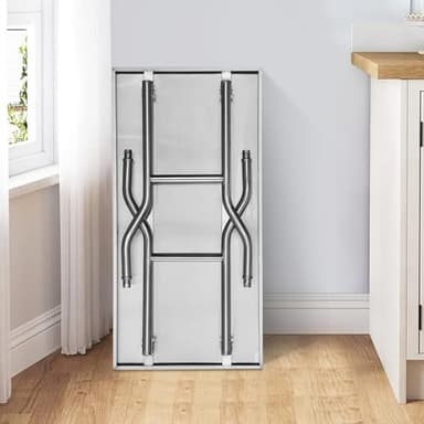 VEVOR Commercial Worktable Workstation 48 x 24 Inch Folding Commercial Prep Table, Heavy-duty Stainless Steel Folding Table with 772 lbs Load, Kitchen Work Table, Silver Stainless Steel Kitchen Island - Image 2