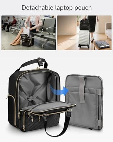 LUGGEX Underseat Carry On Luggage with Wheels, Stylish Lightweight Under Seat Luggage, Soft Sided Personal Item Suitcase for Short Trip (Black, 16 Inch) - Image 5