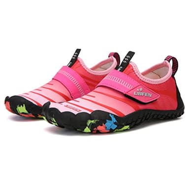 UBFEN Water Shoes for Kids Boys Girls Aqua Socks Barefoot Beach Sports Swim Pool Quick Dry Lightweight Toddler Little Big Kid B Black Pink 6 Big Kid - Image 9