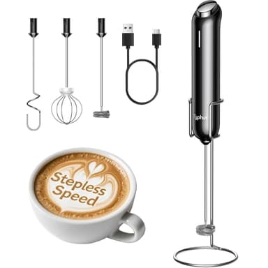 InstaWhisk Milk Frother with Variable Speed, Rechargeable Coffee Frother Wand with Detachable Double Whisk, Drink Mixer Handheld Electric Stirrer for Latte, Cappuccino, Matcha, Almond Milk, Protein - Image 1