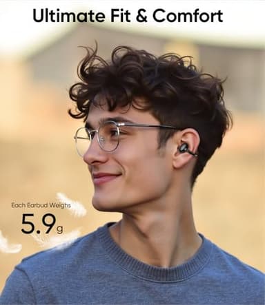 Deep Bass Sound Clip on Earbuds Wireless, Lightweight Open Ear Earbud with Physical Button, Bluetooth 6.0 Headphone Support Dual-Device, 60H Play Time, Waterproof, Ideal for Workout, Running - Image 5