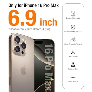 TORRAS for iPhone 16 Pro Max Case Translucent Black | Strong Magnetic & Seamless Stand, Fit for MagSafe, Military-Grade Drop Protection, Sturdy Adjustable Built-in Kickstand, Slim Matte Finish - Image 9
