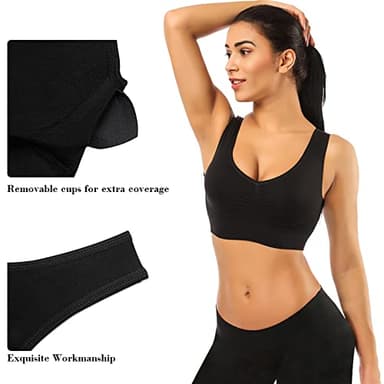 BESTENA Sports Bras for Women, Seamless Comfortable Sleep Bras Wirefree Black Bra with Removable Pads - Image 4