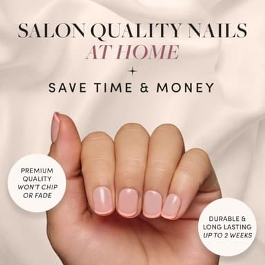 Glamnetic Press On Nails - French Peach | Super Short Round Fake Nails with Pastel Peach French Tips and Glossy Finish, Salon Quality | 15 Sizes - 30 Nail Kit with Glue - Image 2