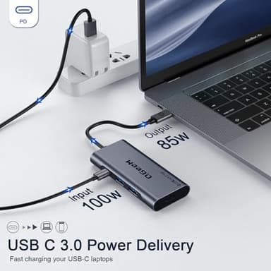 USB C Hub, QGeeM USB 4k to HDMI Adapter, 7 in 1 USB-C Dongle with 100W PD,USB 3.0, Card Reader, Compatible for MacBook iPhone 15/16 Ipad Pro max,Chromebook Laptop USB Type C Dock-Classic Grey - Image 4