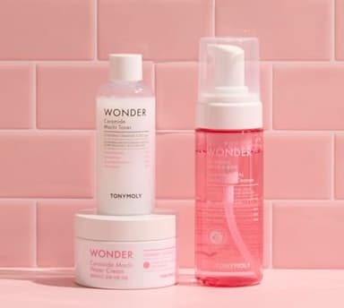 TONYMOLY Wonder Ceramide Mochi K-Beauty Skincare Set, 3-Piece Bundle with Bubble Cleanser, Milky Toner and Ceramide Moisturizer - Image 2