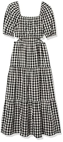 The Drop Women's Anaya Square Neck Cut-out Tiered Maxi Dress, Black/Whisper White, L - Image 6