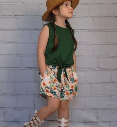 Arshiner Toddler Girls Short Sets Tie Knot Tank Top and Paperbag Waist Shorts Cute Girl Summer Clothing for 2-7 Years - Image 5