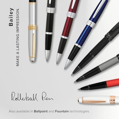 Cross Bailey Refillable Rollerball Pen Presented in a Premium Gift Box - Medium Point, Black Ink, Medalist - Image 5