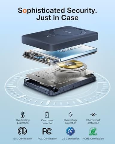 TORRAS EasyGo 10000mAh Magnetic Portable Charger Power Bank for iPhone, Fast Charging Travel Essential Wireless Battery Pack Compatible with Magsafe, iPhone Air, Pro, Pro Max,17,16,15,14,13,12, Black - Image 7