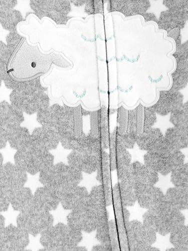 Simple Joys by Carter's Baby 2-Pack Neutral Fleece Footed Sleep and Play, Grey Stars/Mint Green Elephant, 6-9 Months - Image 3