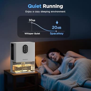 Dehumidifier, 106 OZ Water Tank (1000 sq.ft) Dehumidifiers for Home, Quiet Dehumidifier for Bathroom Bedroom Basement RV with Timer Setting, Auto Shut Off, 7 Colors LED Light, Sleep Modes, White - Image 6